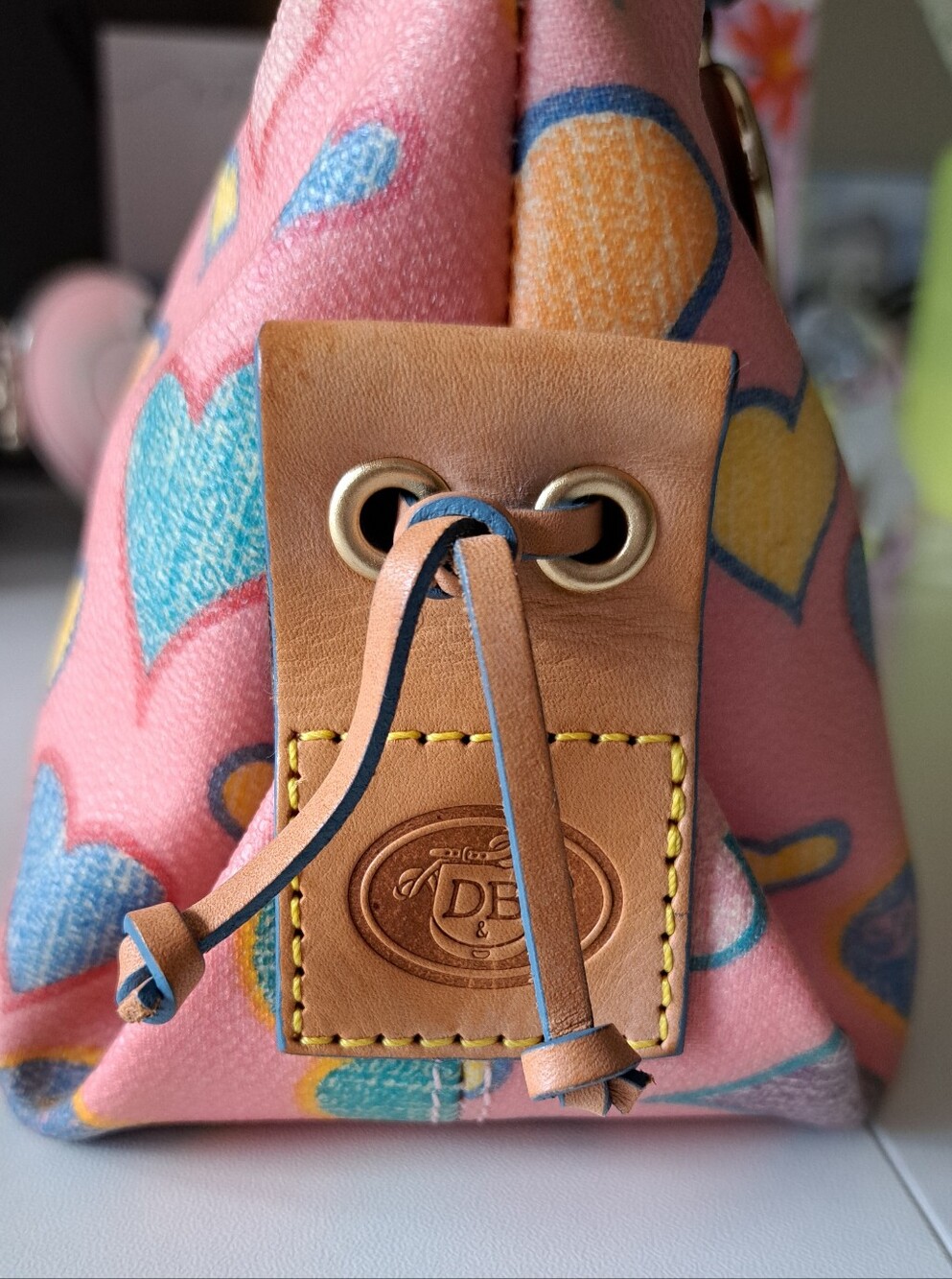 Vintage Dooney & Bourke Crayon Hearts Tiny Tassel Tote - Picture 8 of 16